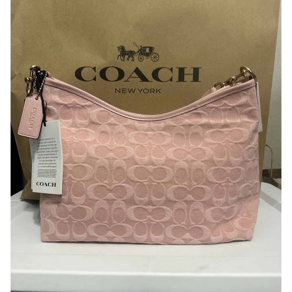 COACH Pink Denim Laurel Shoulder Bag (CER66) Light Pink Ships FAST!